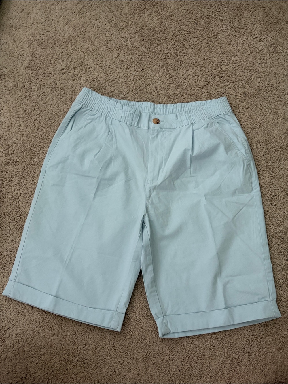 Men's Ice Blue Flat Front Stretch Shorts